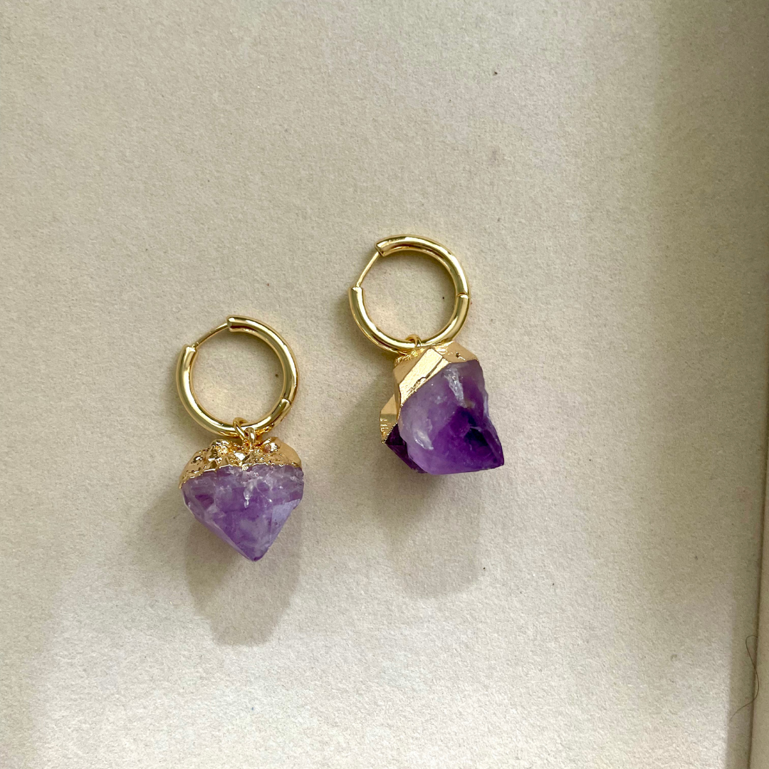 Amethyst Crystal Drop Earrings