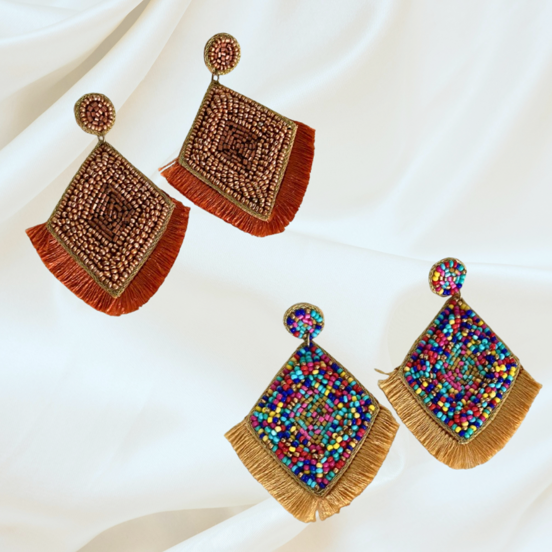 Mosaico Beaded Fringe Earrings