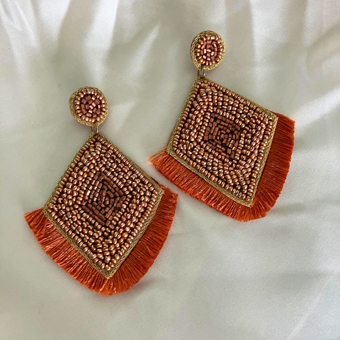 Mosaico Beaded Fringe Earrings