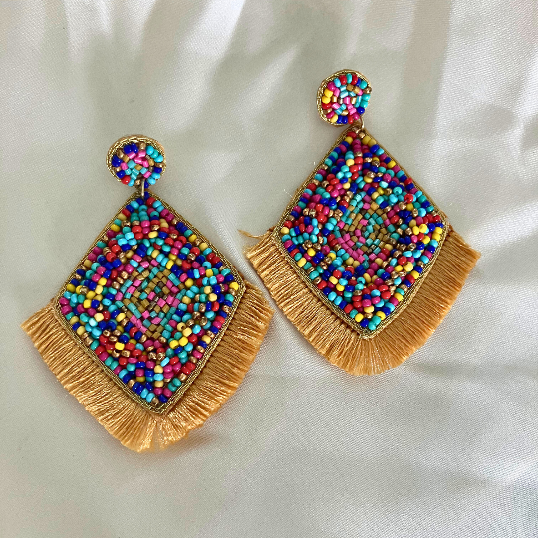 Mosaico Beaded Fringe Earrings
