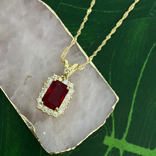 Ruby Halo Necklace