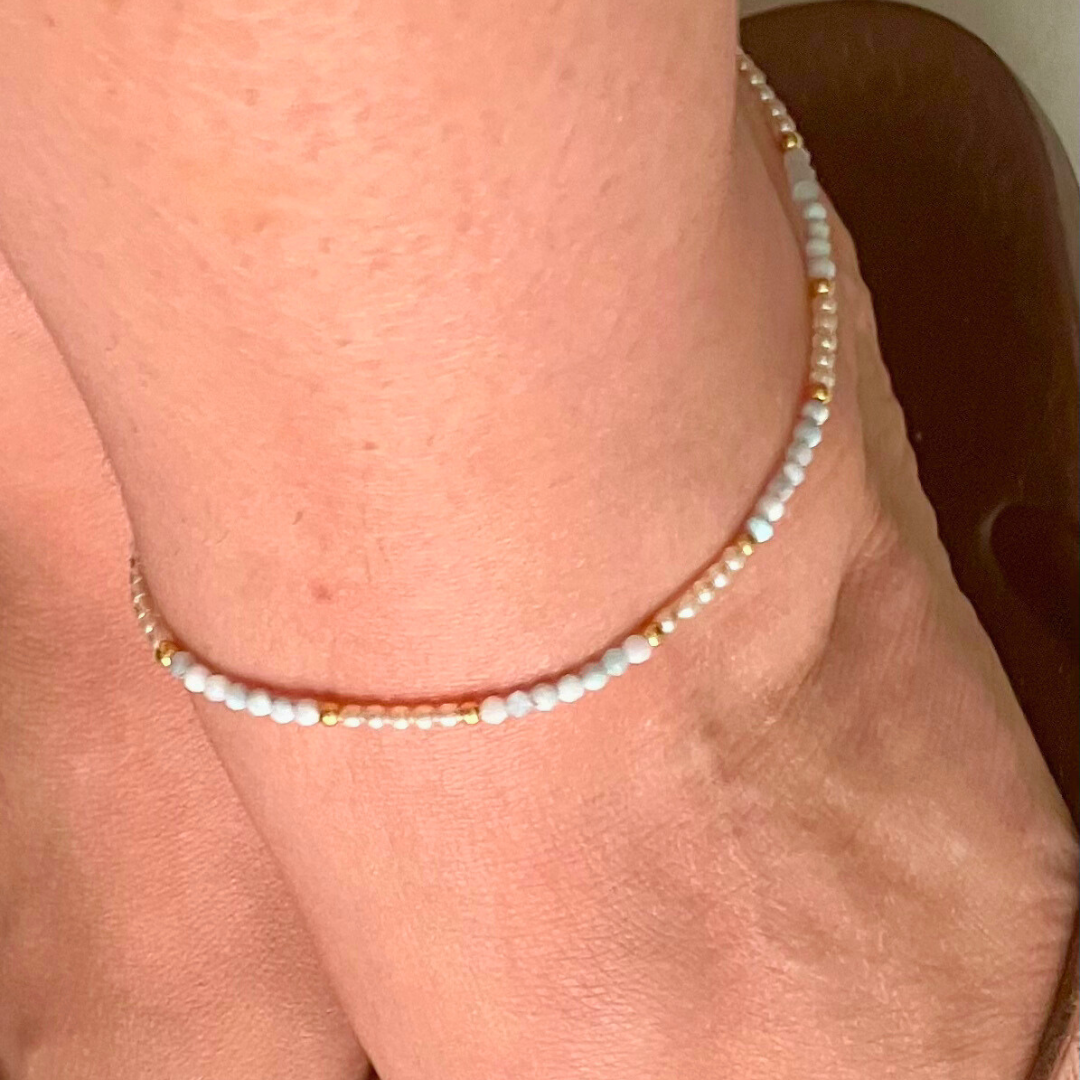 Seashore Dainty Larimar Anklet